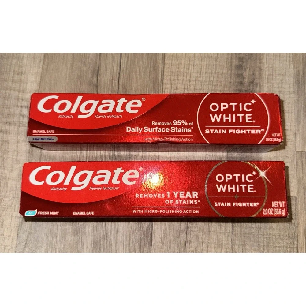 Colgate Optic White Stain Fighter Clean Mint & Fresh Mint 2oz 2pk
